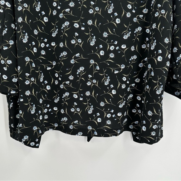 DIVIDED H&M Women’s Black Crepe Fabric w/Blue Floral Print Jacket Size Large - Picture 14 of 16